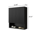 thumbnail image 5 of TOBI 26" Wall-Mounted Bathroom Cabinet with Doors & Open Storage - Space-Saving Over Toilet Organizer for Bathroom, Kitchen, Laundry Room - Matte Black Striped Design, 5 of 5
