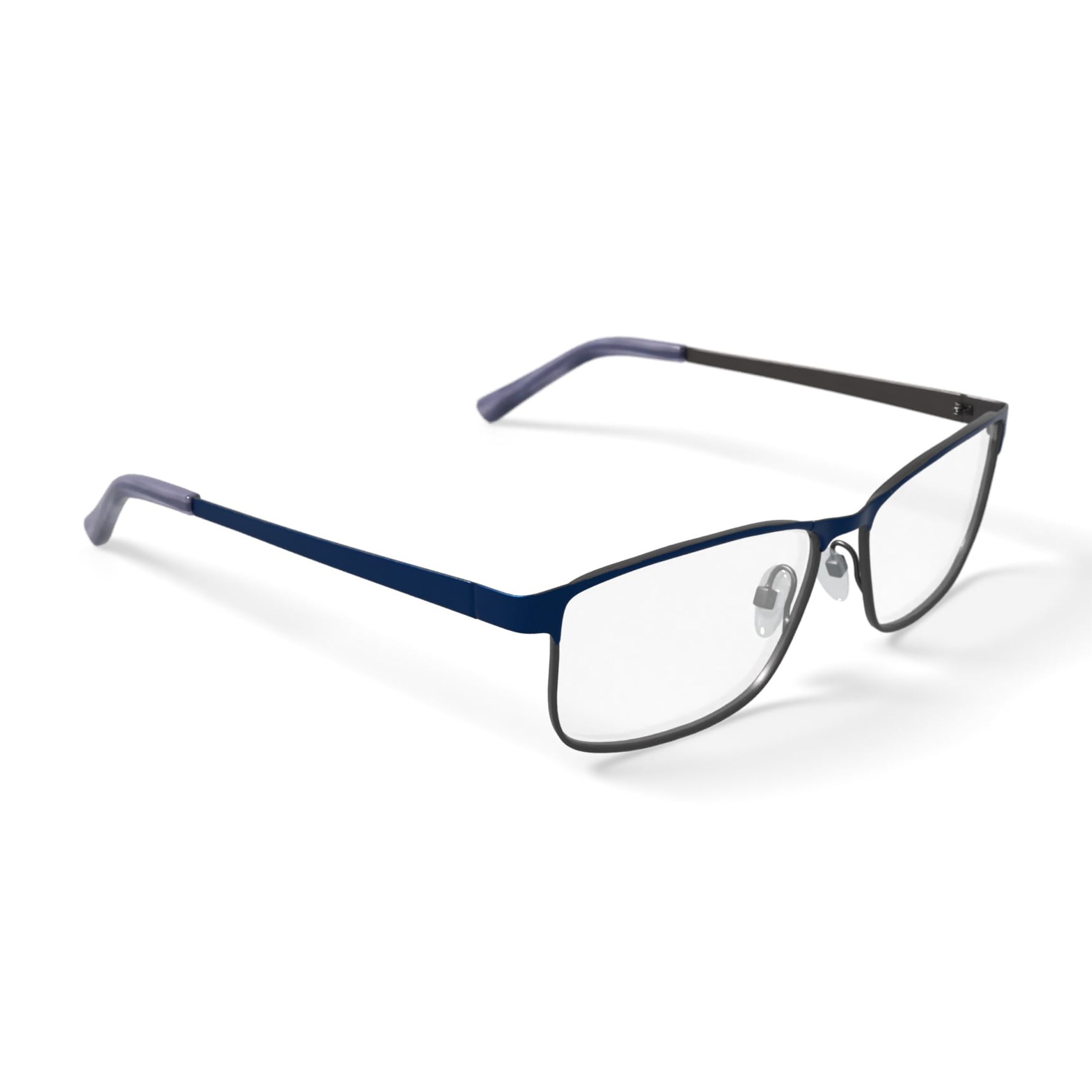 TiFlex Men's T1708 Rectangular Rectangular Prescription Eyeglasses with Case, Navy/Gunmetal