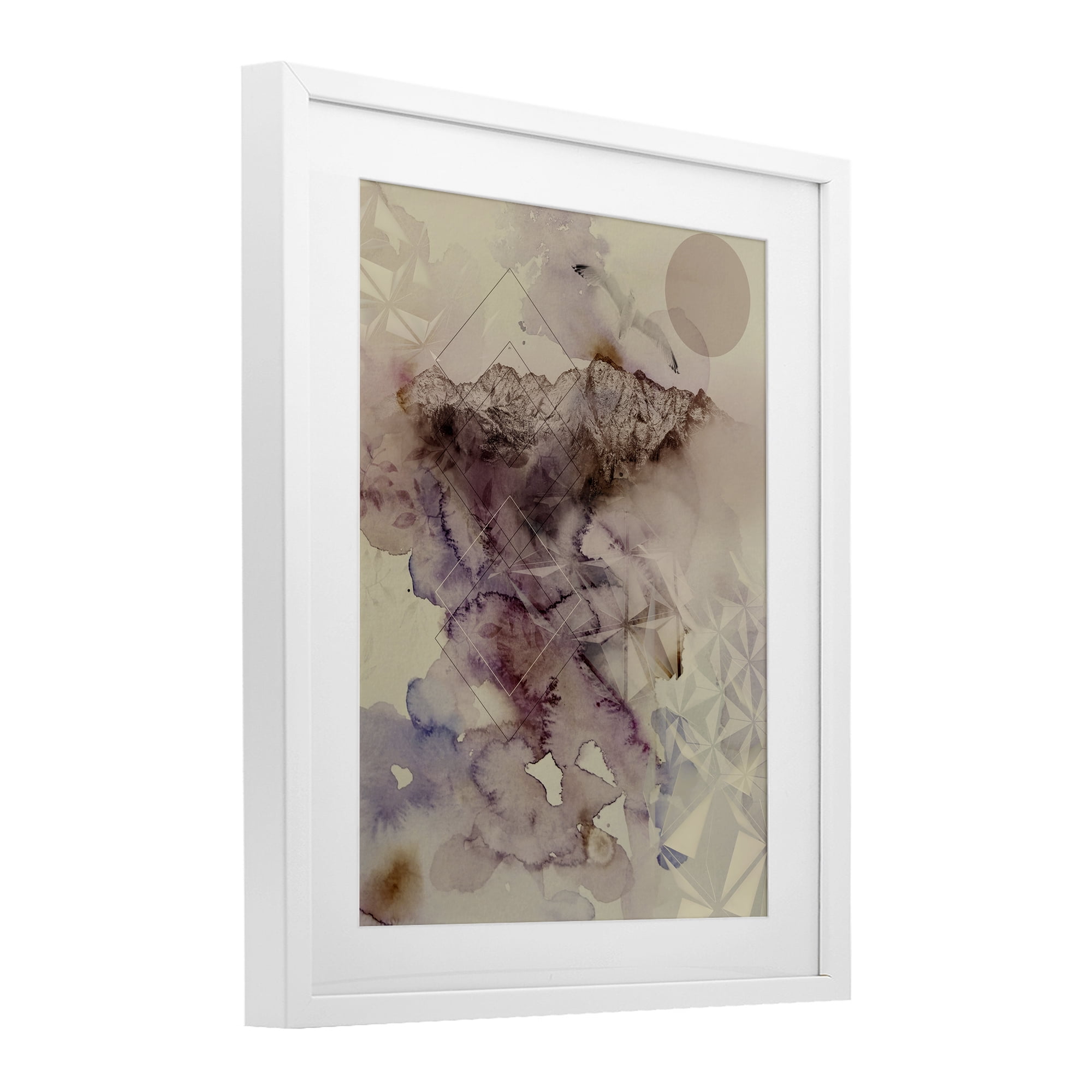 Stupell Industries Dust Abstract with Geometrics White Framed Print Under Glass, design by Gemma Bardot
