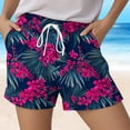 thumbnail image 4 of COMVALUE Women Drawstring Board Shorts Floral Beach Swim Shorts Summer Swim Trunks with Pockets (Hot Pink, S), 4 of 5