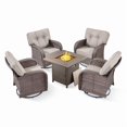 thumbnail image 2 of PARKWELL 5 Piece Outdoor Conversation Set with High-Back Swivel Glider Chairs Set of 4 and 30-Inch 2-in-1 Propane Fire Pit Table, 50,000 BTU Patio Furniture for Garden, Deck, Backyard, Brown/Beige, 2 of 10
