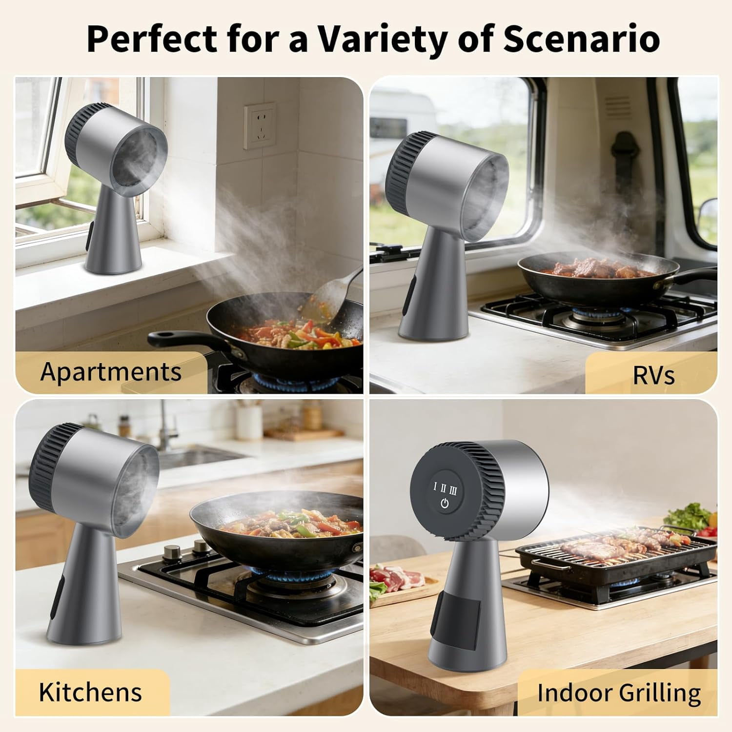 Portable Range Hood with Touch Control, Free 20xOil&Carbon Filters, 6-Layer Filter & 3 Speeds Kitchen Exhaust Fan, Low Noise, Oil Cup, Powerful Smoke Removal for Apts, Dorms, RV, Indoor BBQ