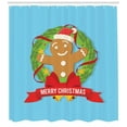 thumbnail image 3 of Ambesonne Christmas Shower Curtain, Gingerbread Cookie Wreath, 69"Wx84"L, Sky Blue Multicolor, 3 of 3