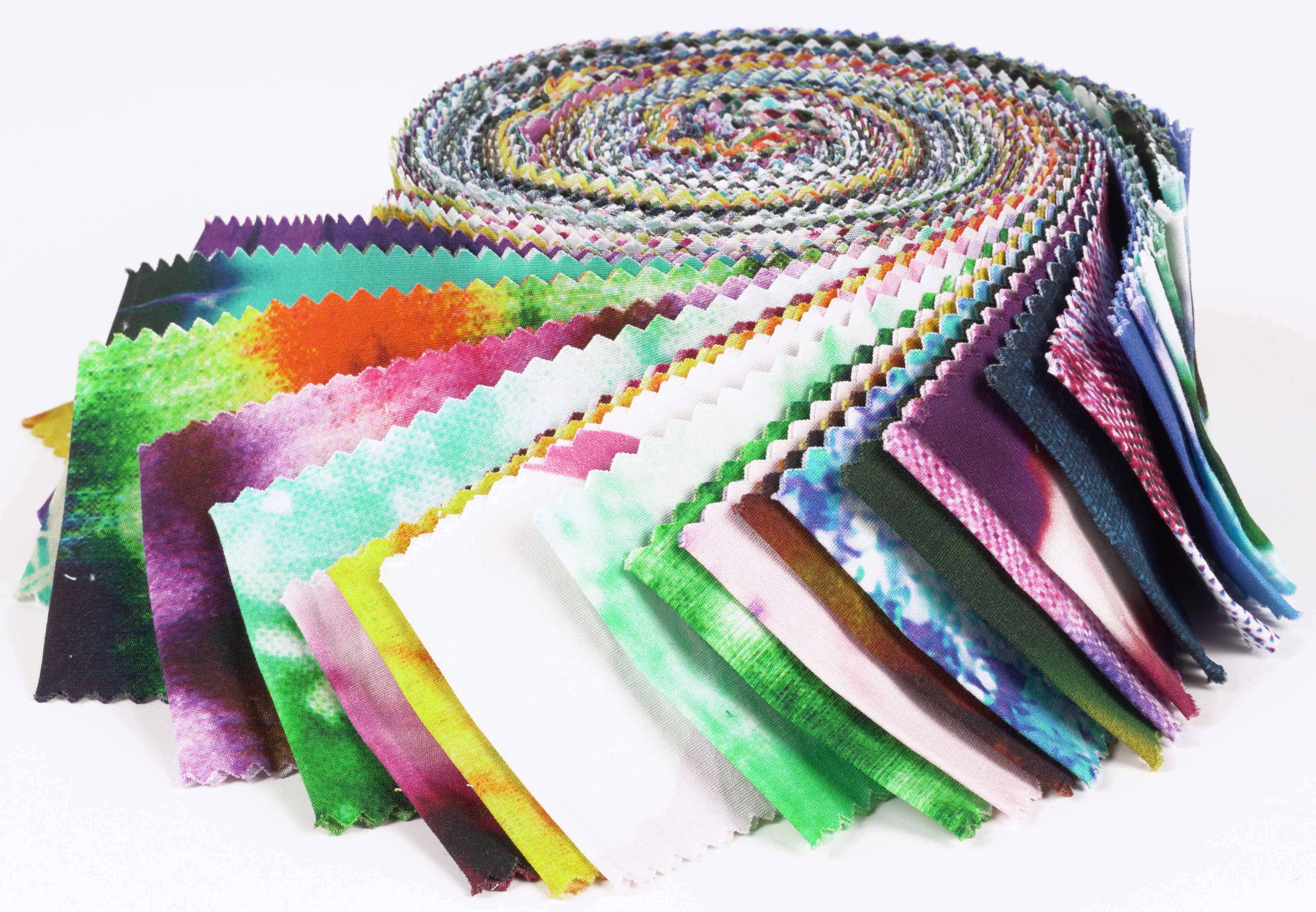 Soimoi 40Pcs Tie Dye Print Cotton Precut Fabrics For Quilting Craft Strips 2.5x42inches Jelly Roll - Multicolor