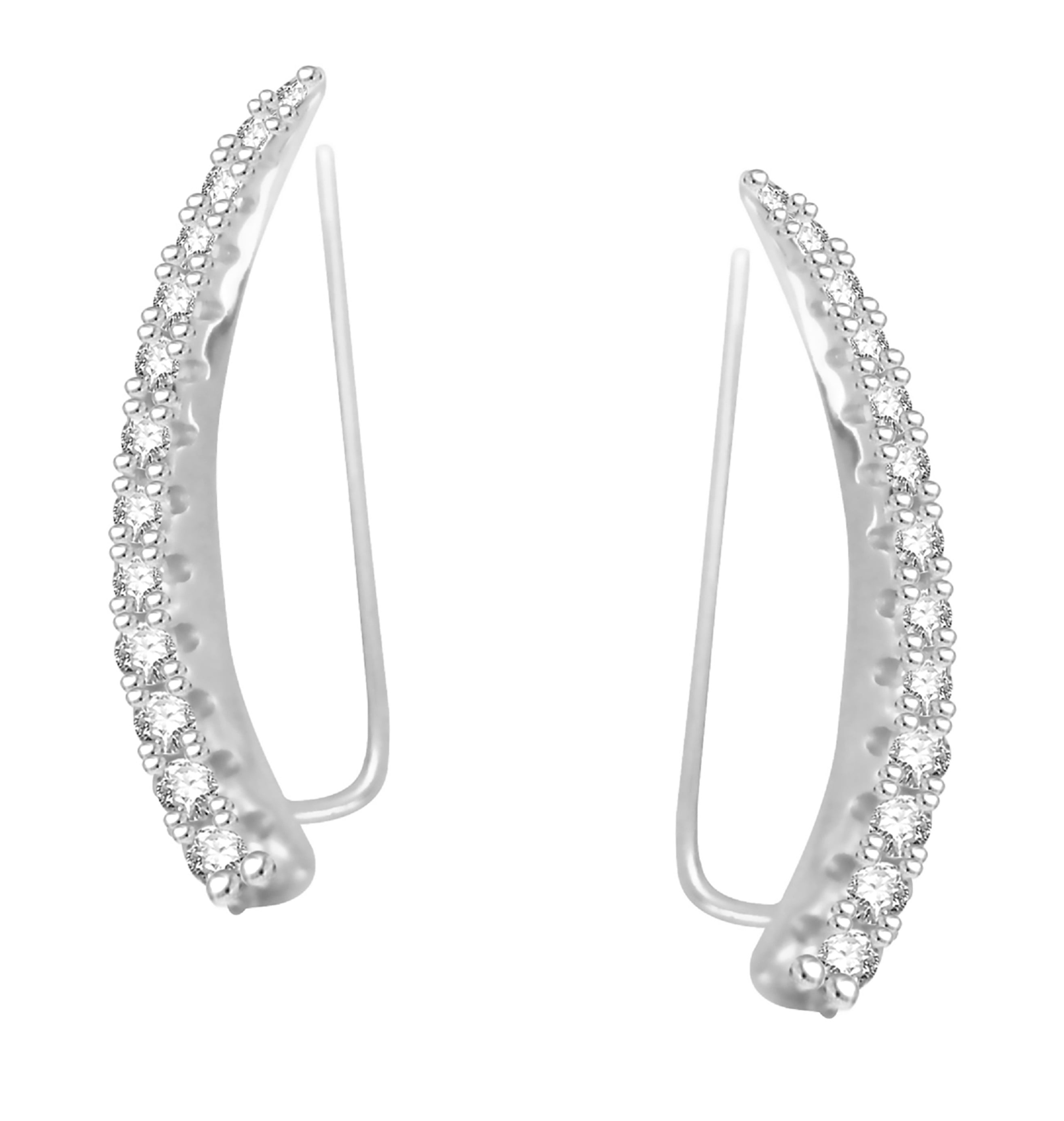 Ritastephens Climber Earrings 1 inch long Real Sterling Silver 925 Clear CZs
