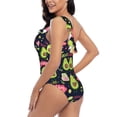 thumbnail image 4 of Gaeub Avocado Love Women's One Shoulder Ruffle Tummy Control Swimwear for Swimming Surfing Beach Party - Medium, 4 of 8