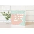 thumbnail image 2 of Happiness Blooms Pale Mint Green 10 x 10 Wood Tabletop Sign Plaque, 2 of 4