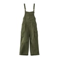 thumbnail image 4 of TEAJOPSUU Womens Cargo Overalls Wide Leg Cuff Hem Jumpsuits Adjustable Strap Bib Pants with Pockets Casual Streetwear Olive Green, 4 of 6