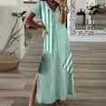 thumbnail image 2 of SHTXOZHI Women Striped Short Sleeve Maxi Dress with Slit Color Block Casual Loose Summer Dress, 2 of 6