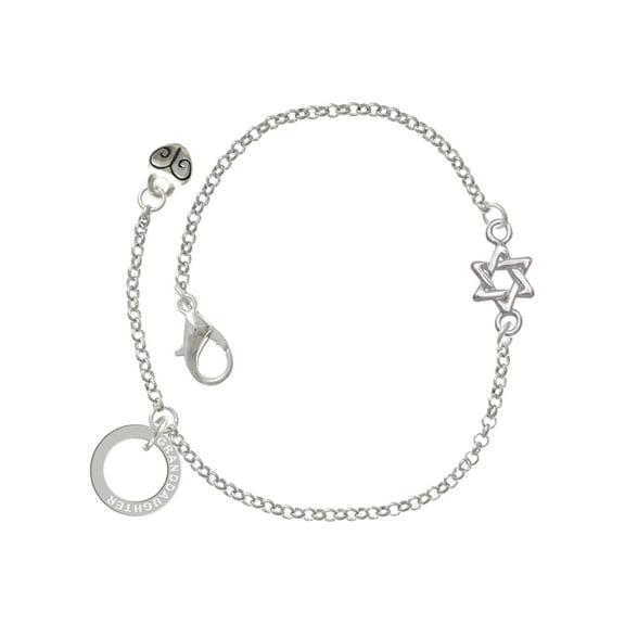 Delight Jewelry Silver-tone Granddaughter Eternity Ring - Silvertone Star of David Delicate Bracelet, 6.25 1.75" Extender