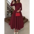 thumbnail image 2 of Burgundy Long Sleeve A-Line Ball Gown Dress For Women Evening Party Maxi, 2 of 8