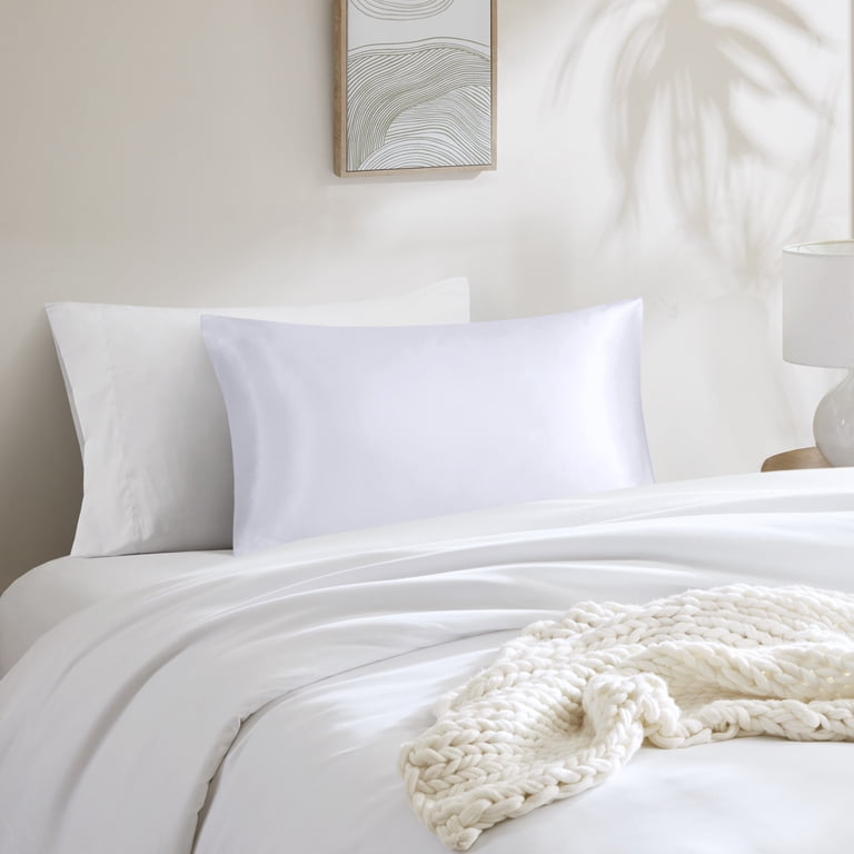 Mainstays Satin Pillowcase – Standard – Pure White – Frizz Control