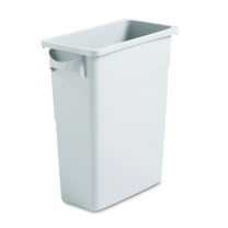 Rubbermaid Slim Jim Waste Container With Handles, Rectangular, Plastic, 15.9 Gal, Light Gray
