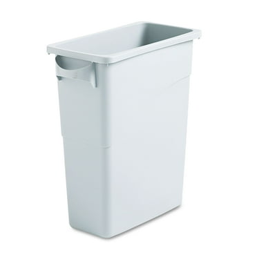 Rubbermaid Slim Jim Waste Container With Handles, Rectangular, Plastic, 15.9 Gal, Light Gray