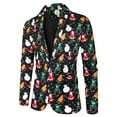 thumbnail image 3 of Franhais Tuxedo Suits for Men 3 Piece Regular Fit Suit Snowflake Snowman Print Blazer Jacket Pants Vests Men Suit Set for Christmas, 3 of 9