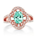 thumbnail image 2 of Gem Stone King 1.57 Ct Oval Blue Apatite 18K Rose Gold Plated Silver Spotlight Ring (Size 5), 2 of 4