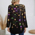 thumbnail image 5 of Mardi Gras Shirts for Women Carnival Mask Print V Neck Tops Sparkly Long Sleeve Novelty T Shirts Black M, 5 of 5