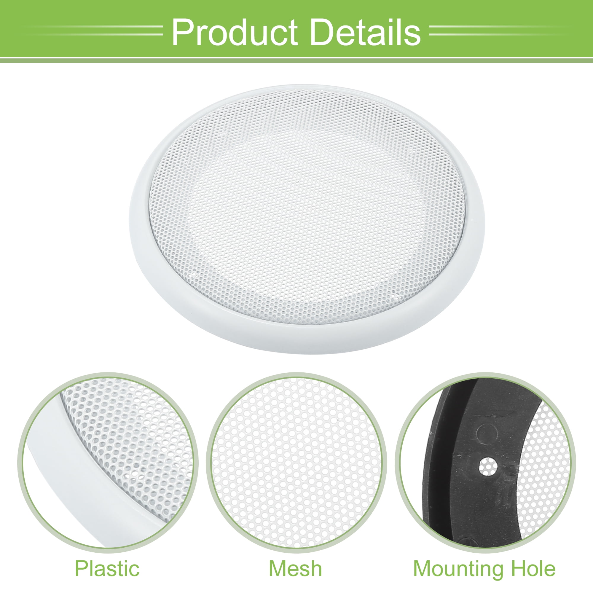 Unique Bargains Universal Car Speaker Grills Cover with Mounting Screws Iron ABS White 4"