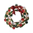 thumbnail image 1 of Round crown brooch in red green Austrian crystal, 1 of 3