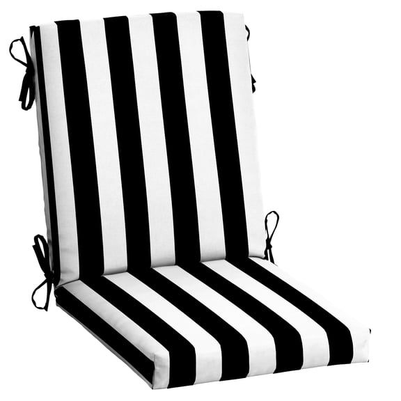 ARDEN Outdoor Dining Chair Cushion 20 x 20, Black Cabana Stripe