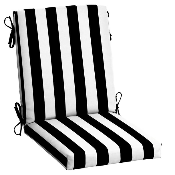 Arden Selections Black Cabana Stripe Outdoor 44 X 20 In High Back Dining Chair Cushion Com Arden Selections Black Cabana Stripe, Black And White Striped Deep Seat Patio Cushions