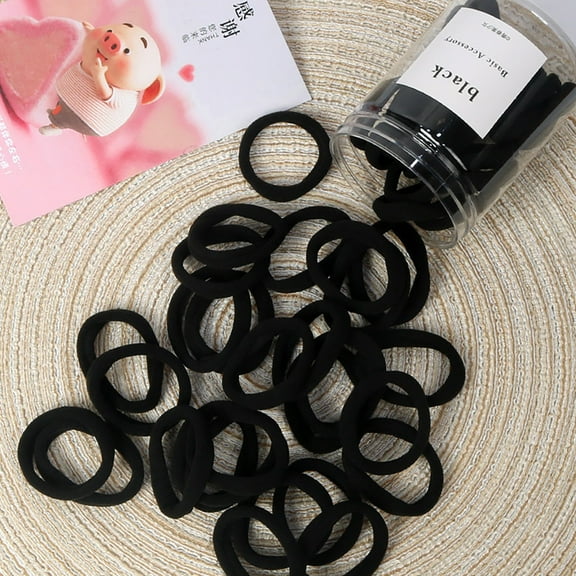Awwp Black 50-Piece High-Elastic Hair Band Deep Discounts 50Pcs Candy Color Hair Ties Band – Thick Cotton Seamless Ponytail Holders – Hair Elastics Hair Bands for Thick Heavy and Curly Hair