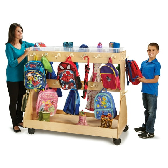 Mobile Backpack Cart – with Clear Cubbie-Trays