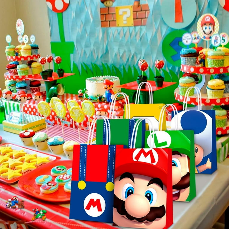ElifJoyDeco Super Mario Birthday Bags, 24pcs Party Favor Bags