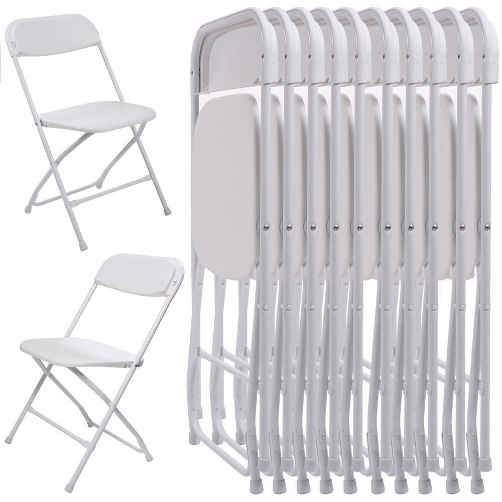 ktaxon 10pcs commercial plastic folding chairs stackable wedding party  chairswhite  walmart