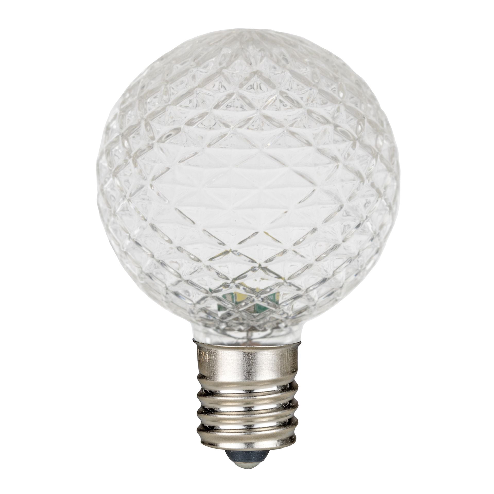 Novelty Lights 25 Pack G40 Warm White Diamond Faceted LED Globe Bulbs E12 Candelabra Base