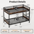 thumbnail image 2 of Bunk Bed Twin With Ladder, Space Saving Design, Bunk Beds Twin Over Twin,Black Metal Frame & Laminate Wood Finish, 500 Lbs Capacity, 2 of 11