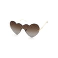 thumbnail image 2 of Womens Lolita Funky Heart Shape Shield Rimless Sunglasses Gold Brown, 2 of 4