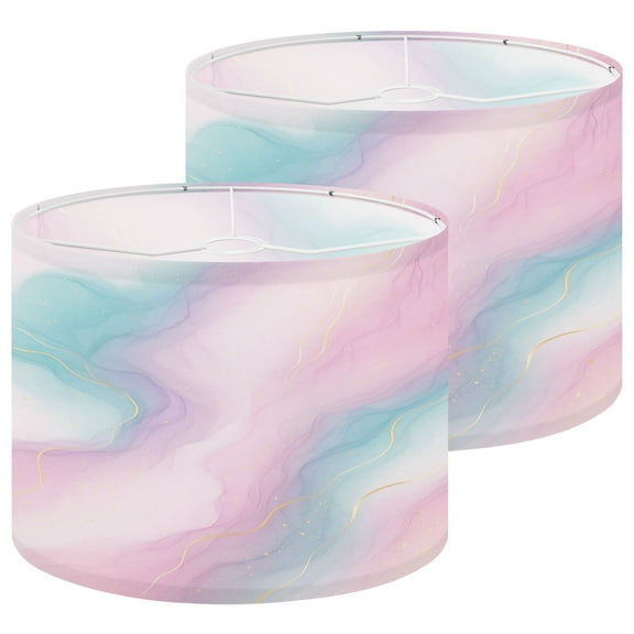 Lampshades 2 Pack Violet cyan blue liquid watercolor golden stains Teal mauve purple 13"x13"x10" Light Shade for Table Lamps Floor Lamps Drum Lamp Shades Lampshade Replacement Easy Assembly