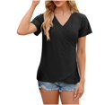 thumbnail image 5 of Giftesty Womens T-Shirts Clearance Fashion Casual Solid Color Tops Womens Short Sleeve Out Blouse Funny V Neck T-Shirt Tops, 5 of 5