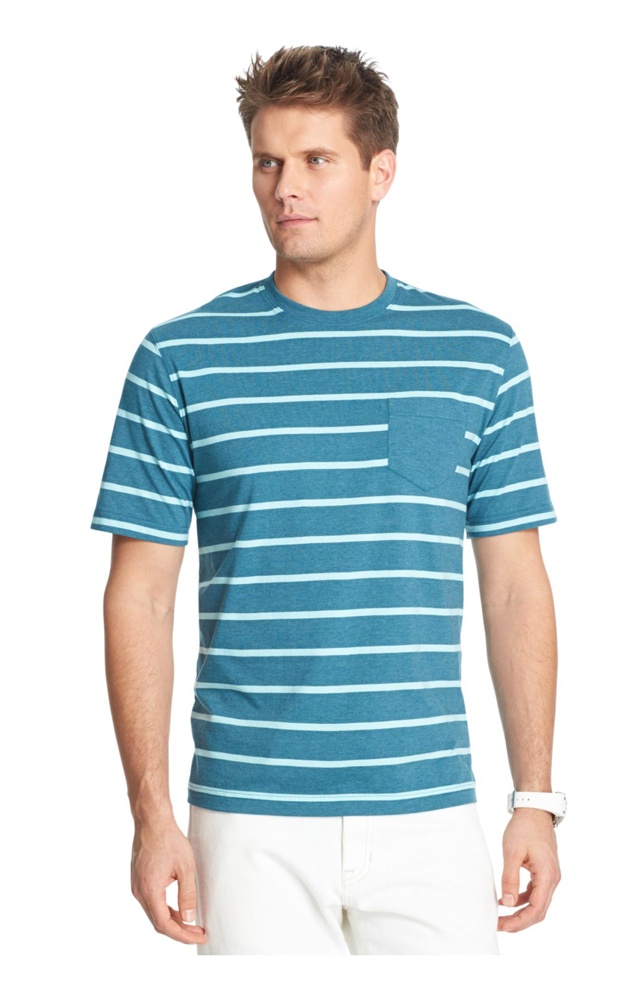 IZOD Mens Striped Pocket Graphic T 