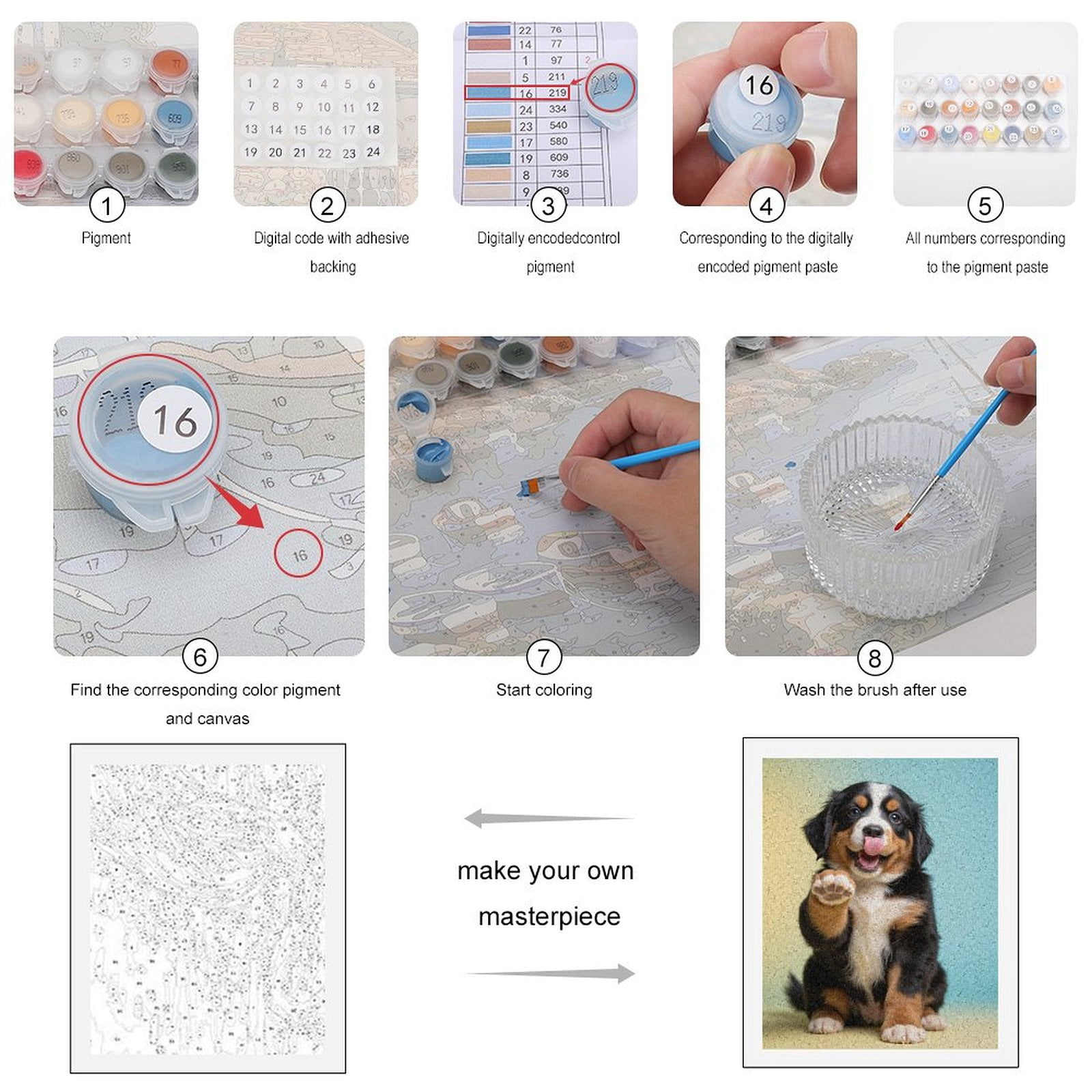 Paint By Numbers Kit for Adults Beginner - DIY Playful Puppy Paw Portrait Canvas Painting Kits for Adults, Frameless Paint By Number for Adults for Home Wall Decor 16x20 Inch
