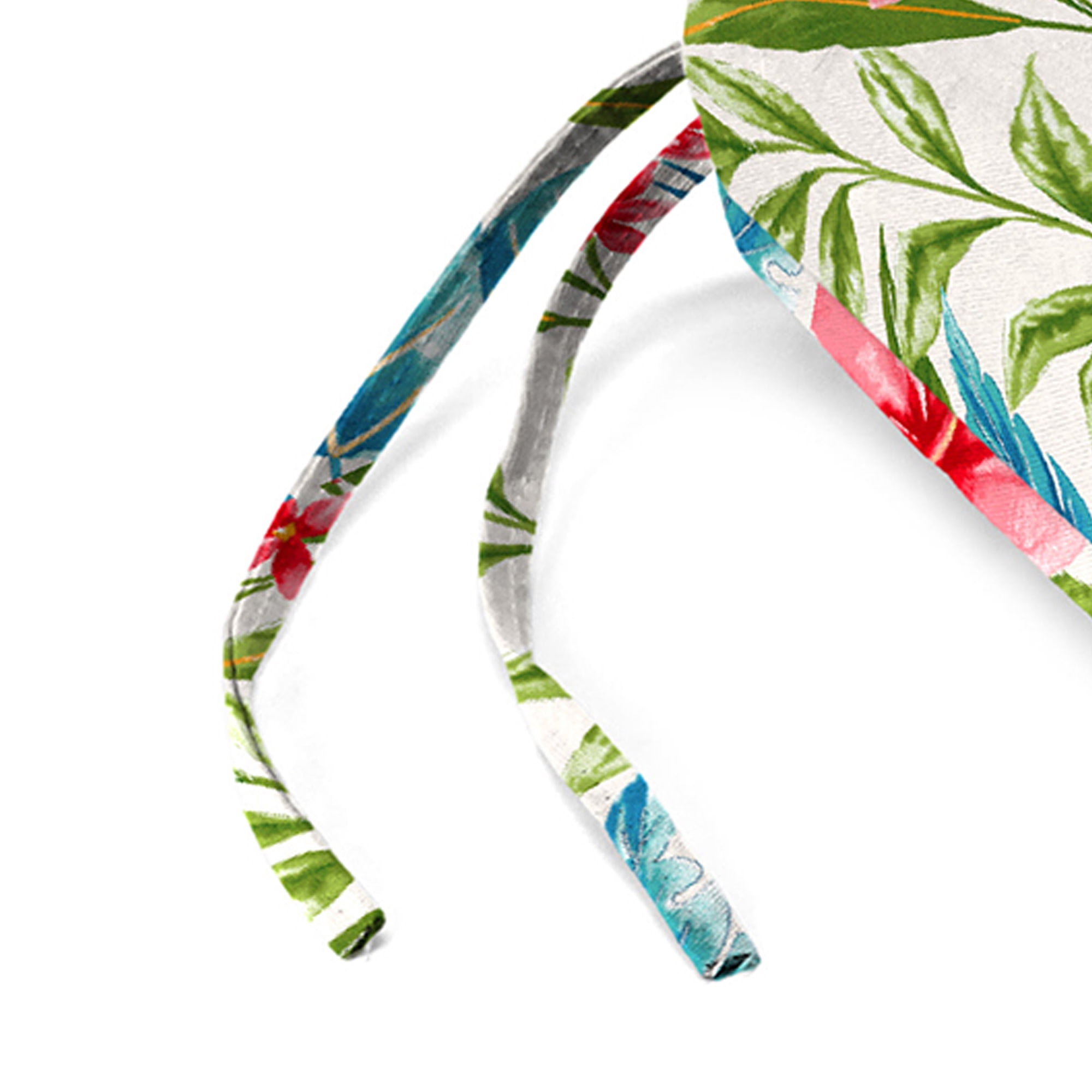 Jordan Manufacturing 17" x 19" Carena Multi White Floral Rectangular Outdoor Chair Pad Seat Cushion with Ties (2 Pack)
