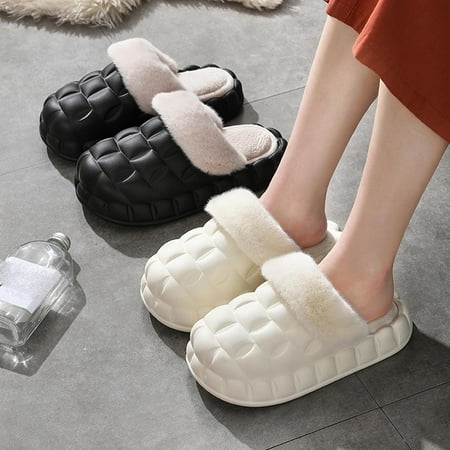 

Cathalem My Slippers for Men Couple Men s Winter Indoor Home Detachable Interior In Various Colors Thick Bottom Waterproof Non Shoes Black 9.5