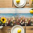 thumbnail image 4 of Table Runner White Purple Flowers Leaf Table Decoration for Kitchen Dinning Ocean Oil Painting Table Decoration for Indoor Outdoor Party Wedding Decor 13x72inch, 4 of 7