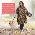 thumbnail image 4 of Wearable Oversized Blanket,Brown Skull Marigold Pattern Wearable Blanket Hoodie for Adults,Cozy Hooded Blankets with Super Pockets,Super Warm Fuzzy Pullover for Women & Men, 4 of 6