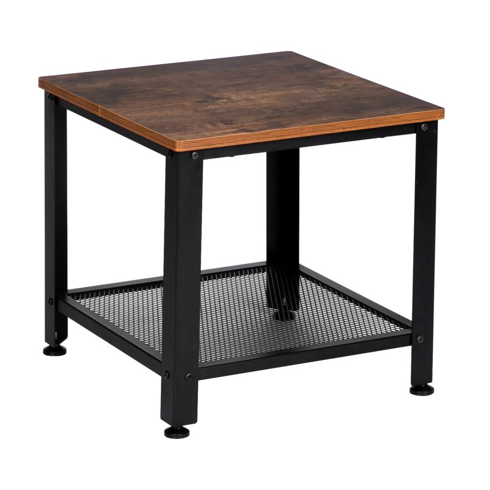 OTVIAP Industrial End Table, 2Tier Side Table with Storage Shelf with