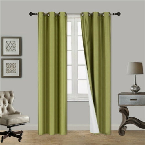 NOA 1 Panel Thermal with Foam Lined 100% Blackout Window Curtain Drapes Silver Grommets Color Lime Green size 63" Length