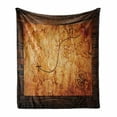 thumbnail image 1 of Island Map Soft Flannel Fleece Blanket, Dated Old Map in Dense Color on Wooden Background Hide out Shores Art Design, Cozy Plush for Indoor and Outdoor Use, 60" x 80", Orange Brown, by Ambesonne, 1 of 6