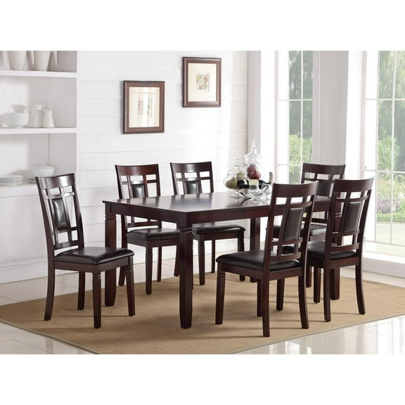 Modish 7 Pieces Dining Set of Rubber Wood In Espresso Brown
