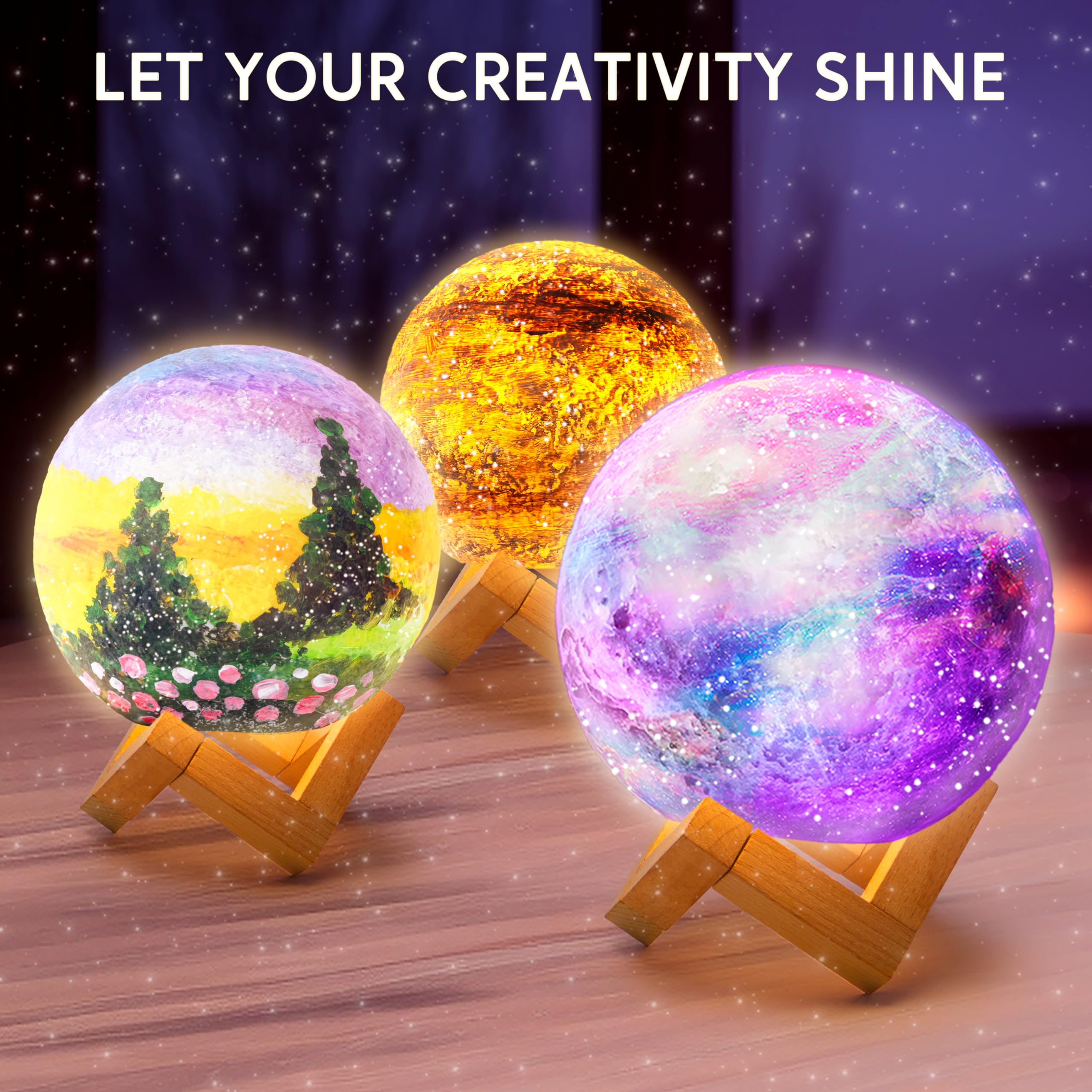Joyfy DIY 3D Moon Lamp Painting Kit with Wooden Base photo 5
