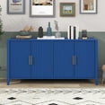 thumbnail image 1 of 63”Inch Modern Wood Accent Buffet Sideboard Serving Storage Cabinet with Large Storage Space, Metal handles & Wood Legs and Shelves for Dining Room, Entryway (Navy Blue), 1 of 9