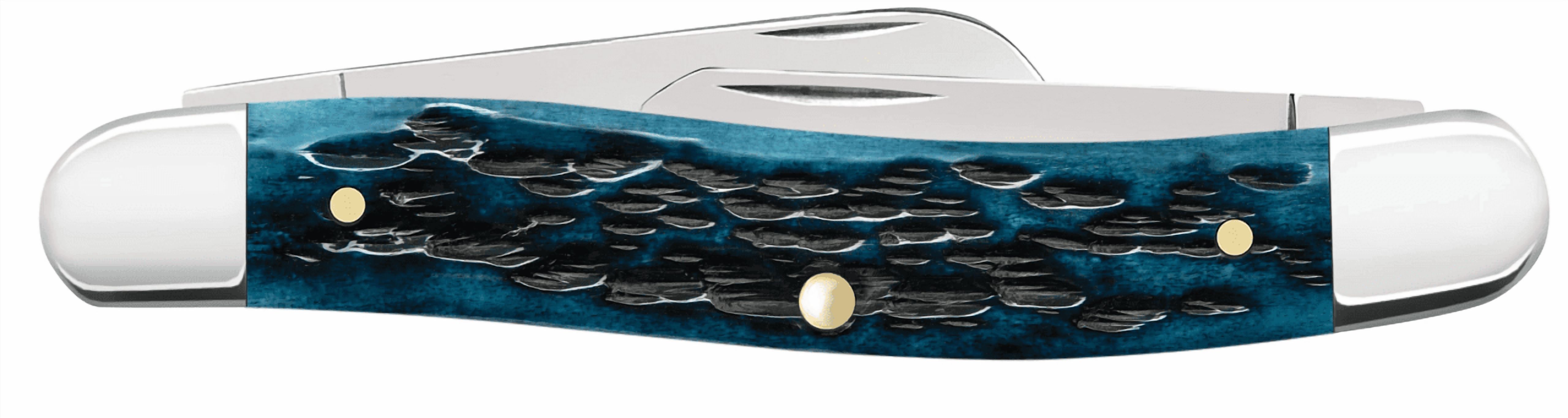 Case XX Knives Stockman Peach Seed Mediterranean Blue Bone Stainless Pocket Knife