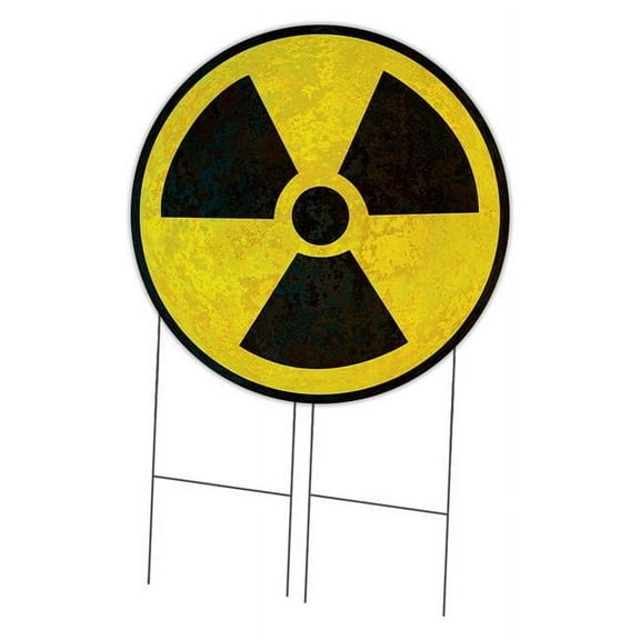 36 in. Corrugated Circular Plastic Sign with Stakes - Radioactive