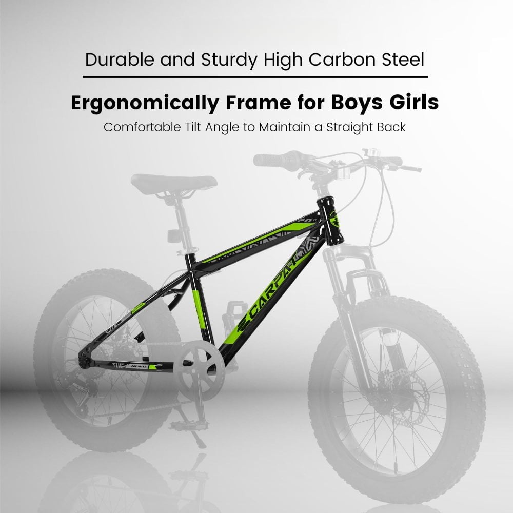 S20109 20 Inch Mountain Bike for Teenagers, High Carbon Steel Frame, Disc Brakes, Durable Wide Tires, Front Suspension, 7-Speed, Ideal for Snow and Off-Road Riding