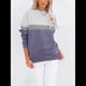 thumbnail image 3 of Sudadera Informal de Larga con Bloques de Color para Mujer, Cuello Redondo, Corte Holgado y Bolsillos. Púrpura L, 3 of 6